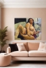 Pablo Schugurensky, pintura figurativa, desnudo de mujer sobre sofá