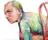 Samuel Salcedo, pintura contemporánea expresionista, hombre escondido, 2003
