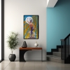Manuel Terán, pintura con pan de oro, escena surrealista, 2003