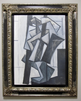 Miguel Ángel Campano, pintura abstracta, formas geométricas grises, 1990