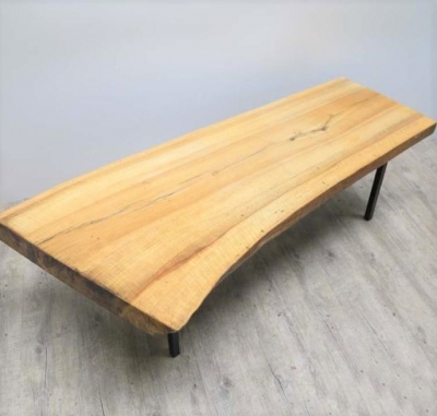 Mesa vintage de tronco de árbol con patas de hierro, 1950 - 1959