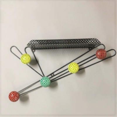 Perchero de diseño metal con cinco pomos de color de Mathieu Mategot, 1950 - 1959