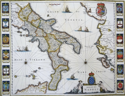 Italia, Reino de Napoles... W. Blaeu, 1635, Regno di Napoli