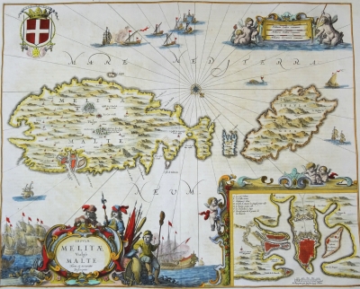 Malta, Gozo, La Valetta, Janssonius, 1657, Insulae Melitae vulgo Malte : nova et accurata descriptio. 