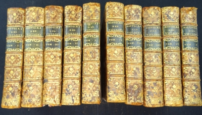Histoire générale des voyages ou nouvelle collection de toutes les relations de voyages... Prévost d´Exiles, 1746-1792, serie completa de 20 volumenes