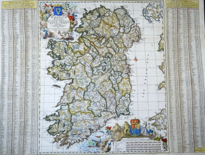 Irlanda, mapa raro y de gran tamaño, N. Visscher, 1690, Hibernae Regnum…