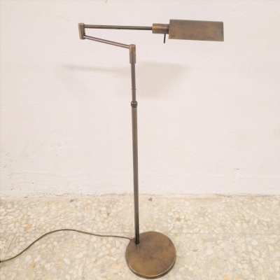 Lámpara ajustable de pie de latón de Franz Holkötter, 1970 - 1975