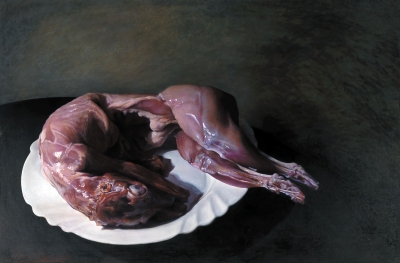 Chao Chen Huang, pintura hiperrealista, bodegón con conejo, 2007