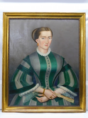 Óleo sobre tela del siglo XIX, retrato de dama