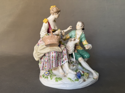 Meissen, grupo de pastores, Michel Victor Acier, porcelana, ca. 1860–1890