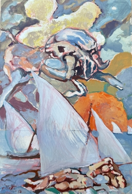Antoni Pitxot, La vela llatina, óleo sobre cartón, Cadaqués, 2012