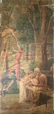 3 óleos sobre lienzo, esc. francesa, atrib. Puvis de Chavannes, siglo XIX  