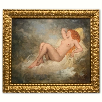 “Nymphe Endormie dans les Nuées”, seguidor de Jean Jacques Henner, finales del siglo XIX o principios del siglo XX