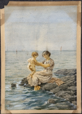 Aurelio Roberti, Italia, acuarela, siglo XIX