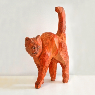 Joan Priego, escultura contemporánea, gato rojo, 2021