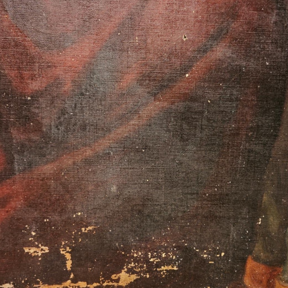 Óleo sobre lienzo, Juan Francisco Régis enseñando el signo de la cruz a los pobres