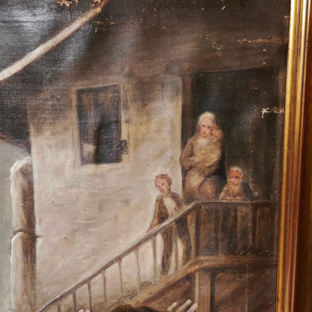 Óleo sobre lienzo, Juan Francisco Régis enseñando el signo de la cruz a los pobres
