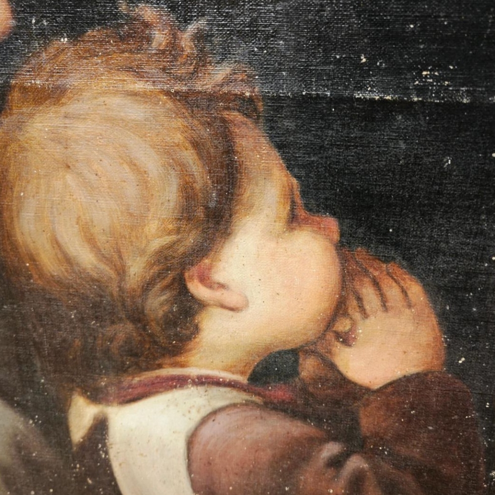 Óleo sobre lienzo, Juan Francisco Régis enseñando el signo de la cruz a los pobres