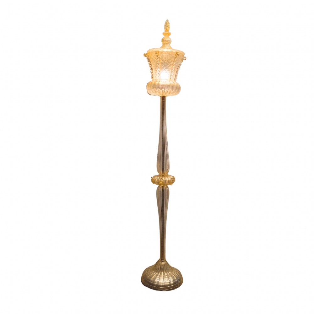 Lámpara de pie, cristal de Murano y polvo de oro, Barovier & Toso, Italia, años 50