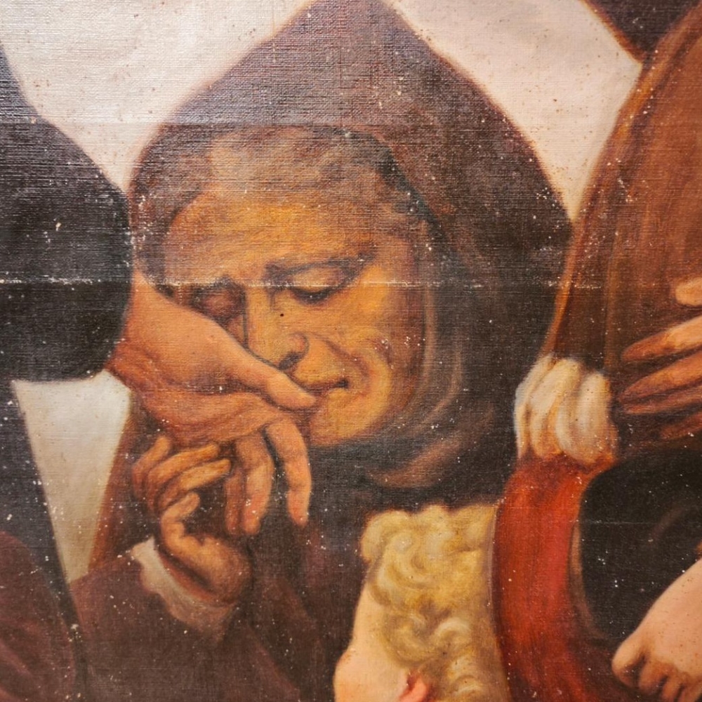Óleo sobre lienzo, Juan Francisco Régis enseñando el signo de la cruz a los pobres