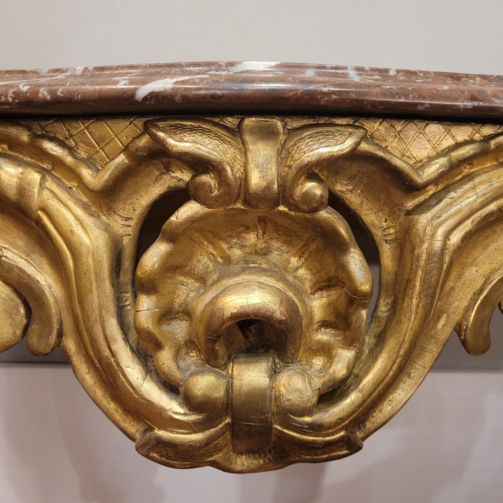 Consola de apoyo / de pared, madera tallada y dorada, Luis XV, Francia, siglo XVIII