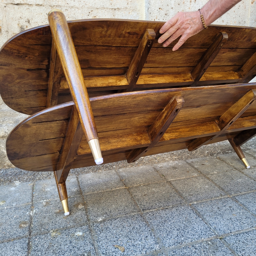 Coffee table “Elanza”, Chehoma, Mid-century, madera de mango, Bélgica, años 2010