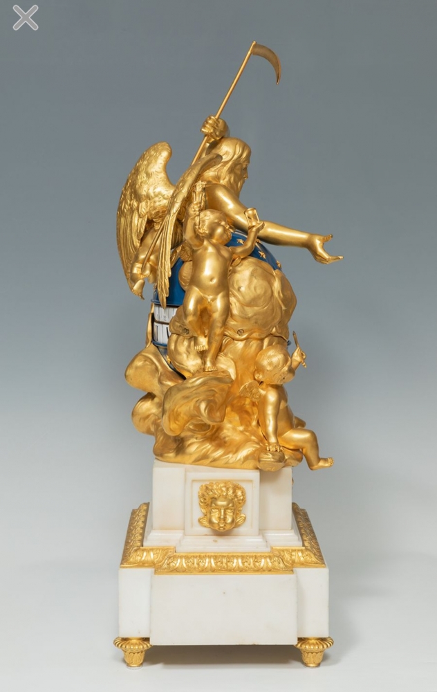 Reloj de sobremesa Luis XVI, Cercles Tournant, en bronce dorado ormolu y mármol, siglo XIX