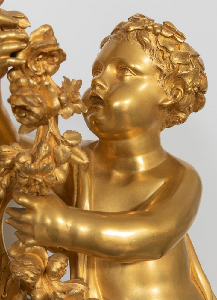 Reloj de sobremesa francés, ”Tournant”, estilo Luis XV, Napoleón IlI, París, 1855