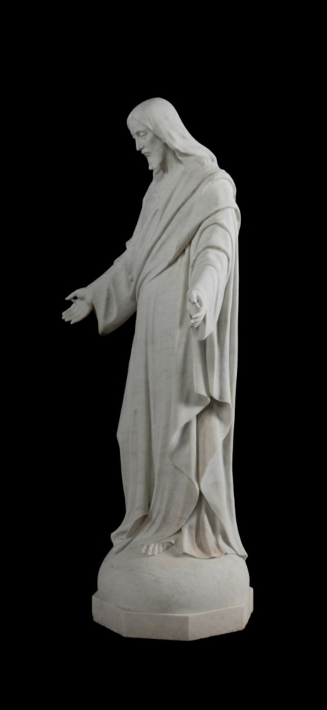 Escultura italiana de mármol blanco del siglo XIX del Sagrado Corazón de Jesús