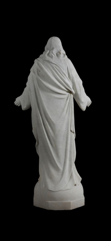 Escultura italiana de mármol blanco del siglo XIX del Sagrado Corazón de Jesús