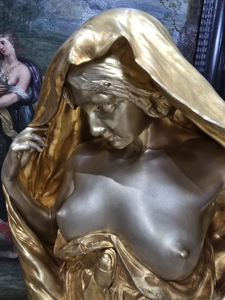 Louis-Ernest Barrias, escultura francesa en bronce dorado, siglo XIX