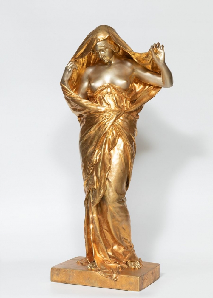Louis-Ernest Barrias, escultura francesa en bronce dorado, siglo XIX