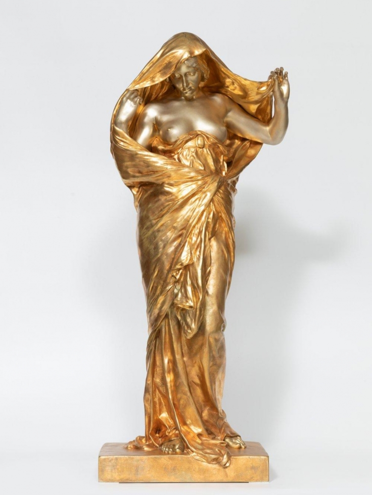 Louis-Ernest Barrias, escultura francesa en bronce dorado, siglo XIX