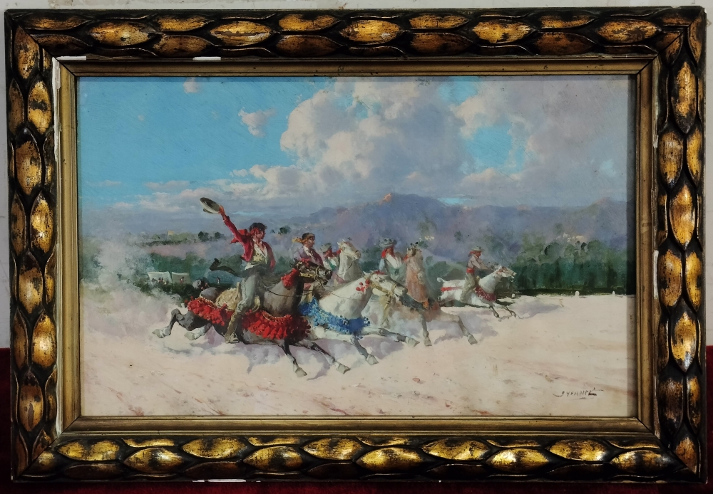 La Romería o Jinetes Gitanos, seguidor de Baldomero Galofré, óleo sobre lienzo, España, siglos XIX-XX