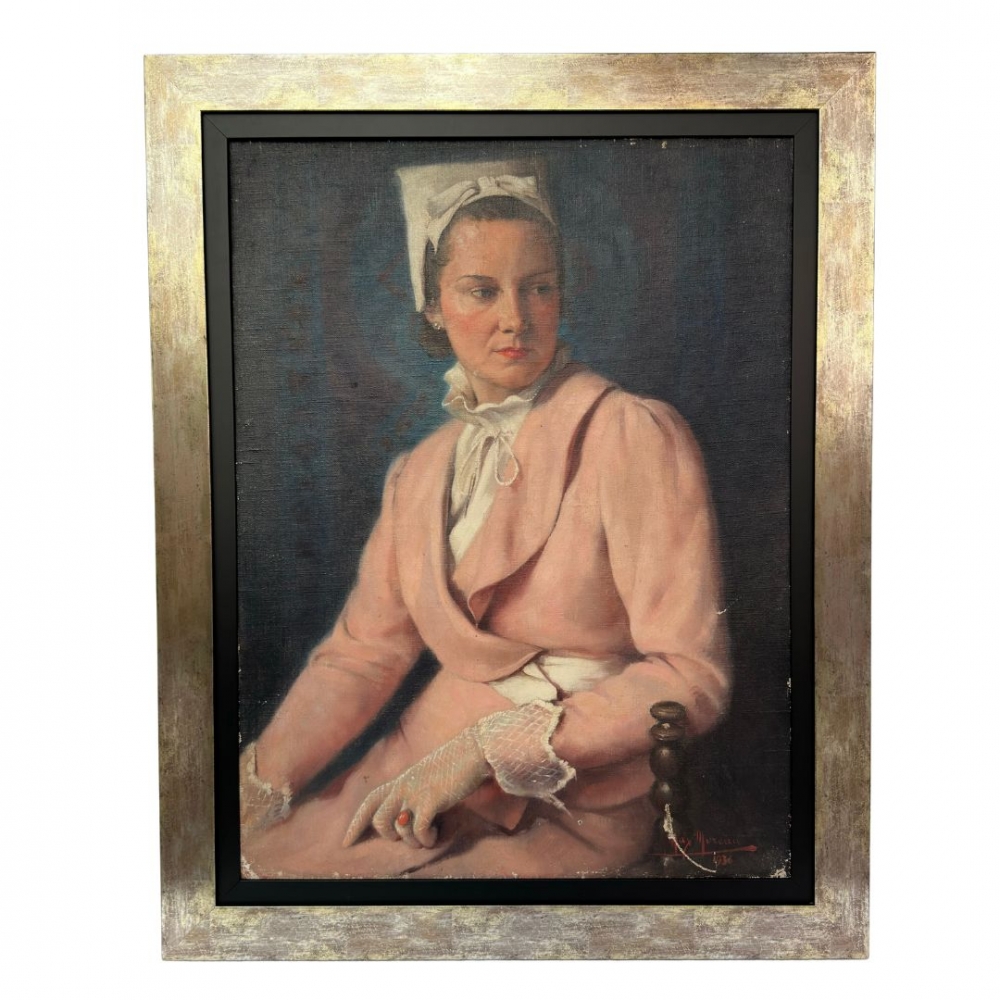 “La Femme à La Toilette Rose”, Max Moreau, Bélgica, 1936