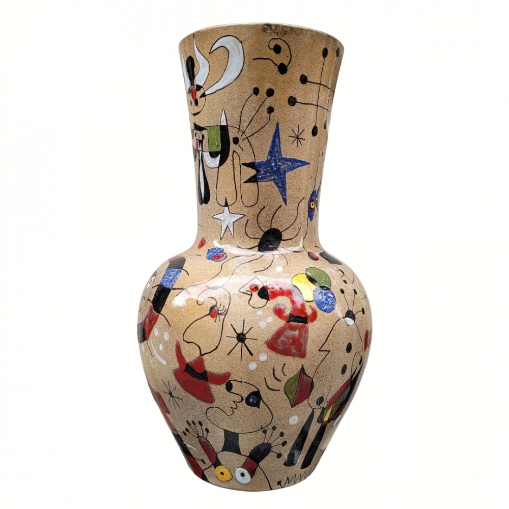Jarrón “Miró”, cerámica vidriada, firmado Renata, España, 1993