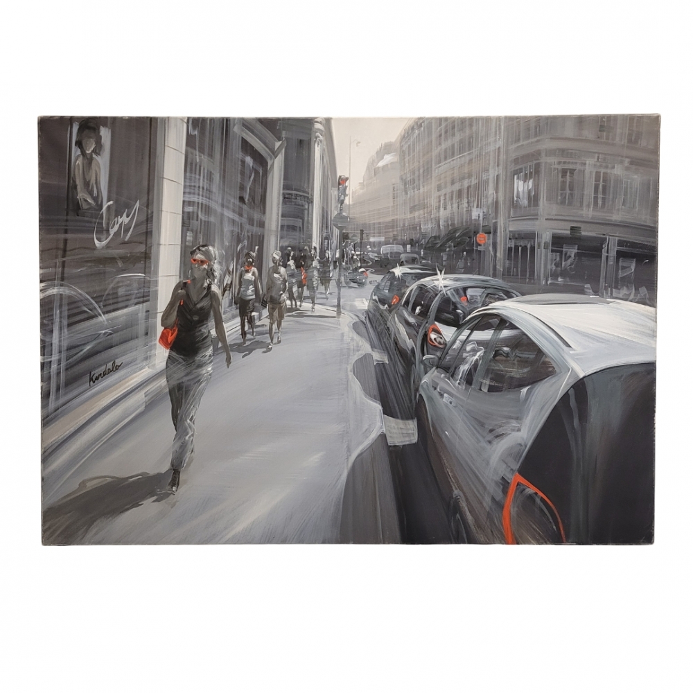 Kerdalo, “Faubourg Saint-Honoré, París”, acrílico sobre lienzo, Francia, siglo XXI