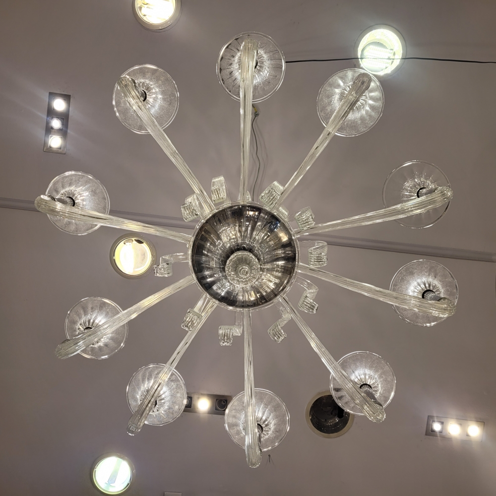 Lámpara de techo / Chandelier «Redon» Barovier & Toso, cristal soplado, Italia, años 60