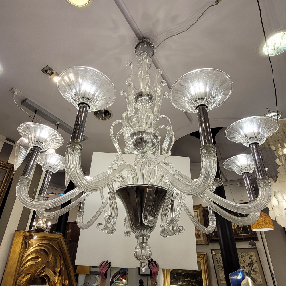 Lámpara de techo / Chandelier «Redon» Barovier & Toso, cristal soplado, Italia, años 60