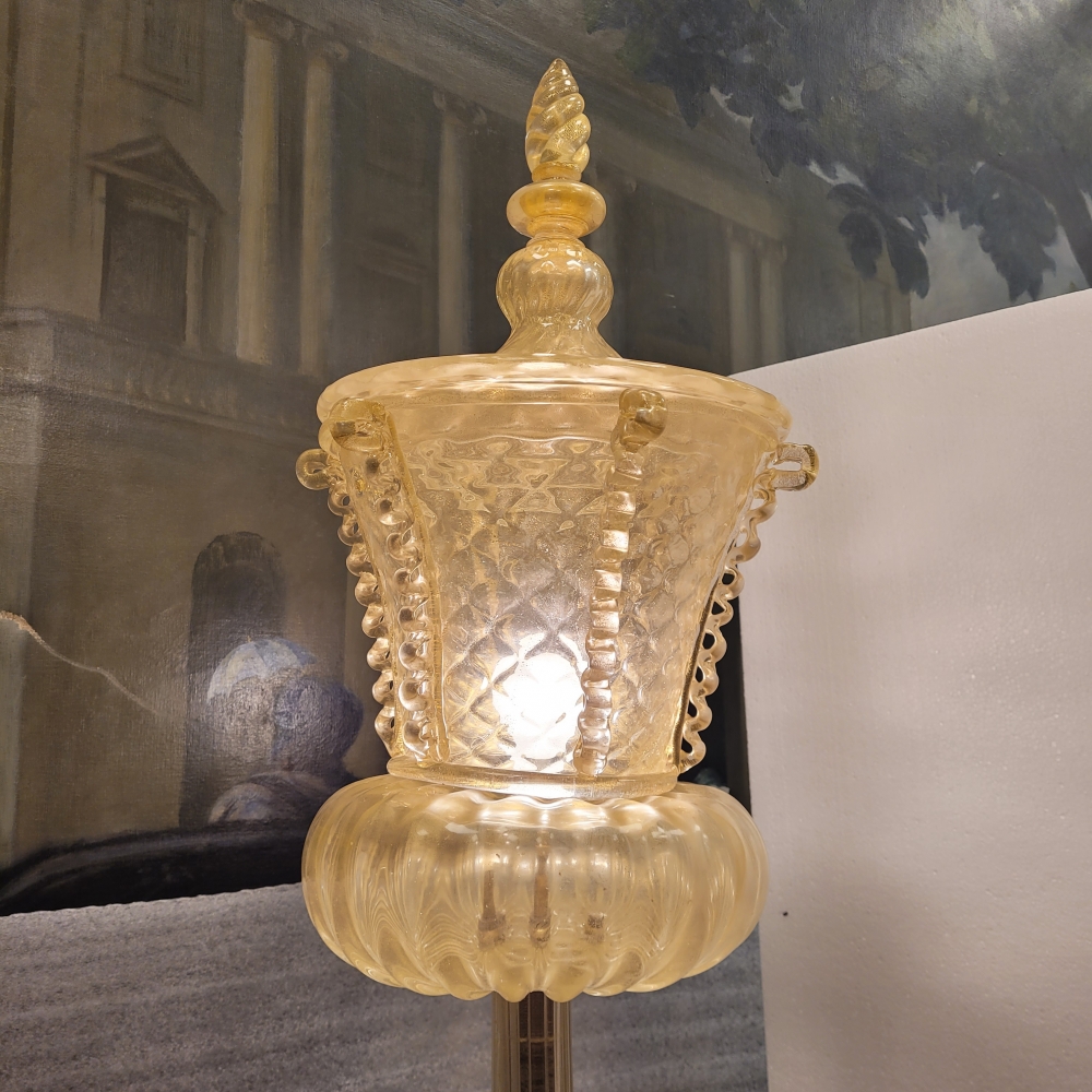 Lámpara de pie, cristal de Murano y polvo de oro, Barovier & Toso, Italia, años 50