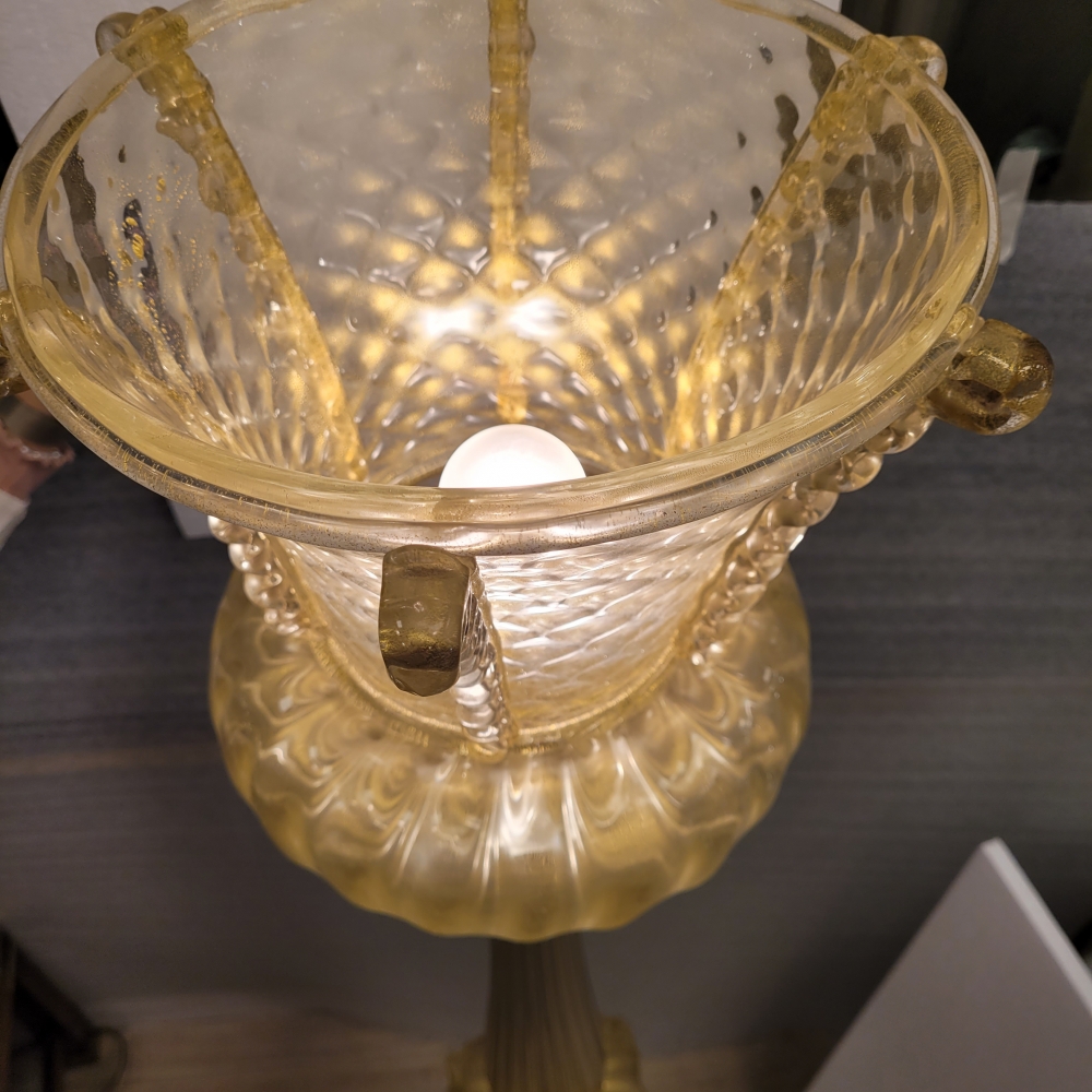 Lámpara de pie, cristal de Murano y polvo de oro, Barovier & Toso, Italia, años 50