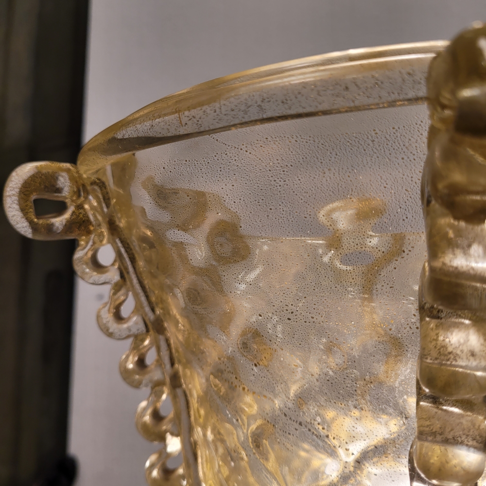 Lámpara de pie, cristal de Murano y polvo de oro, Barovier & Toso, Italia, años 50