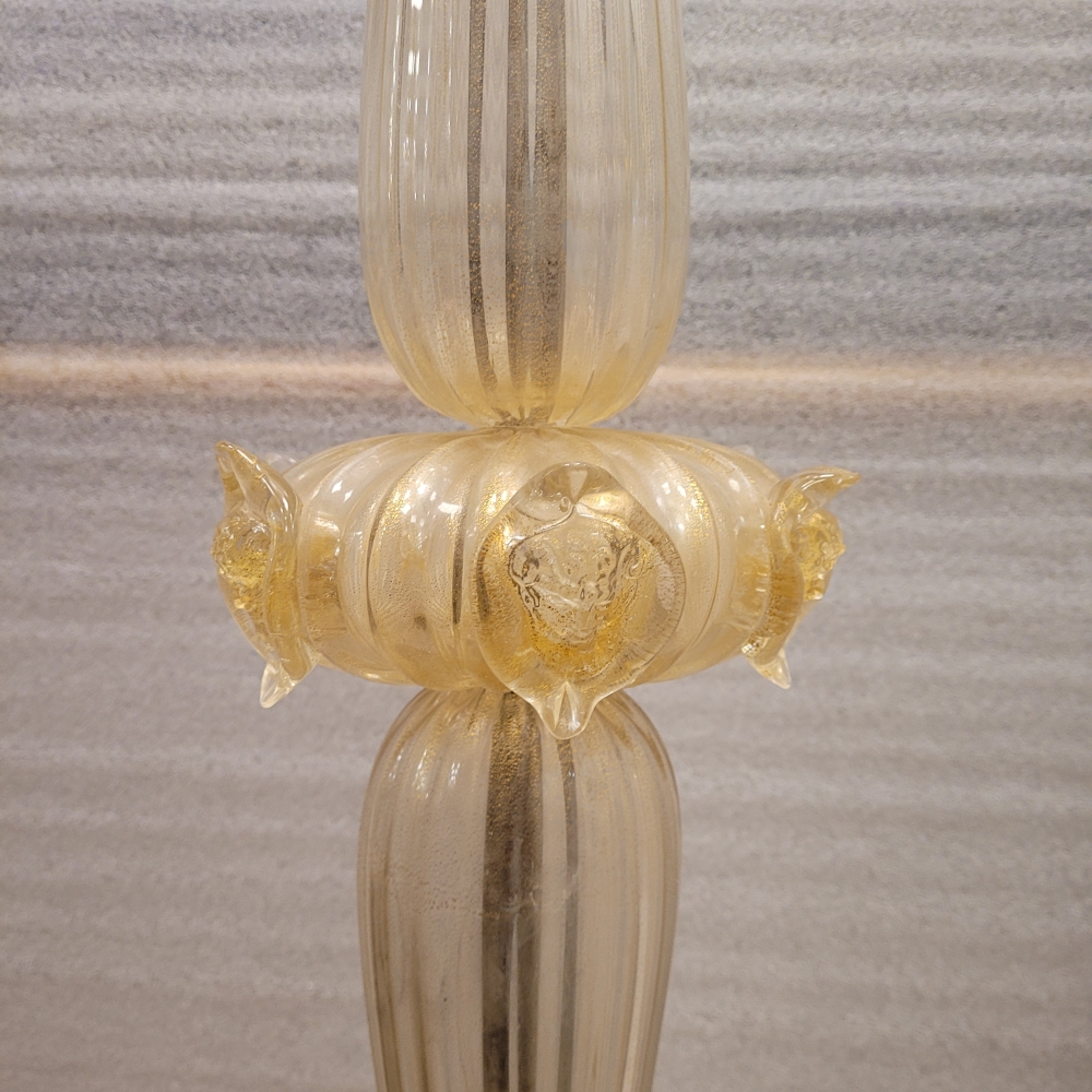 Lámpara de pie, cristal de Murano y polvo de oro, Barovier & Toso, Italia, años 50