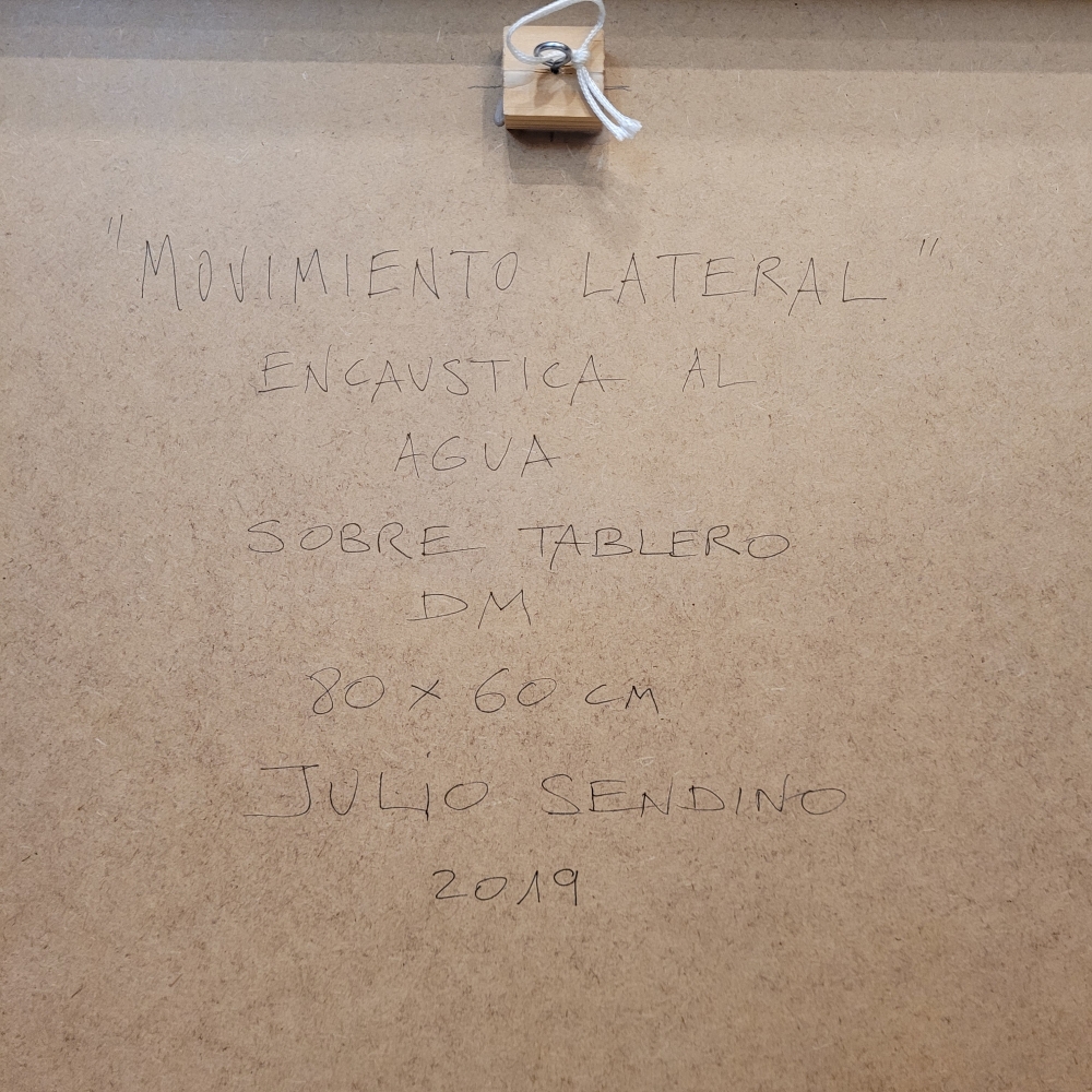 Julio Sendino, encáustica al agua “Movimiento lateral”, 2019