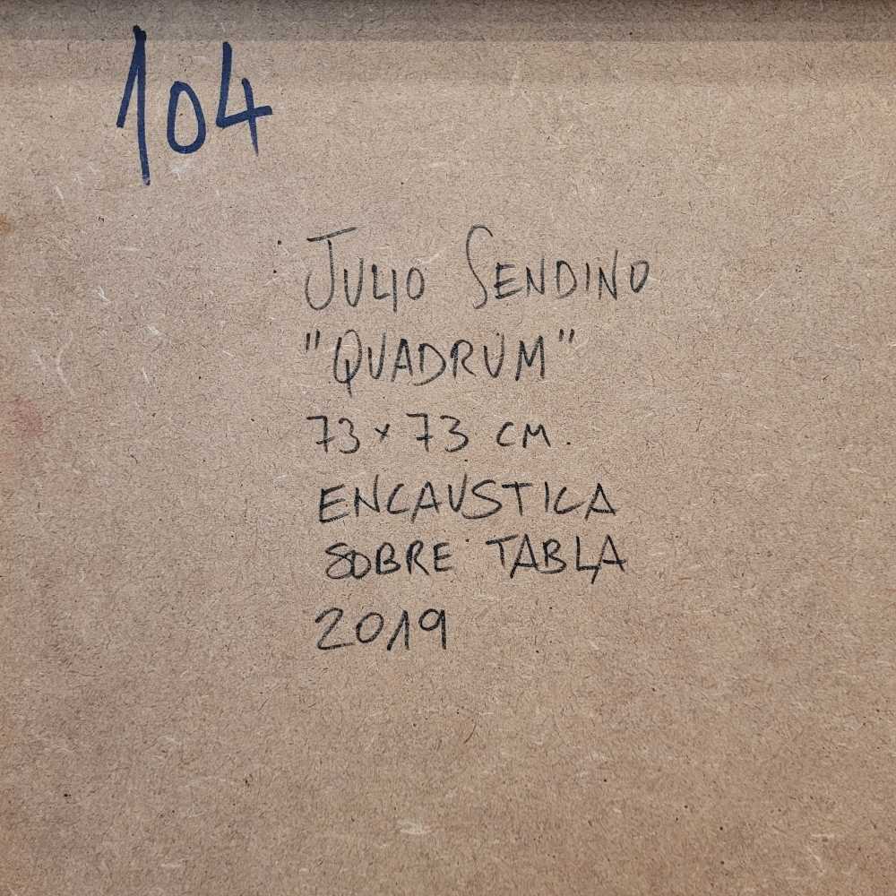 Julio Sendino, encáustica al agua “Qvadrum”, 2019