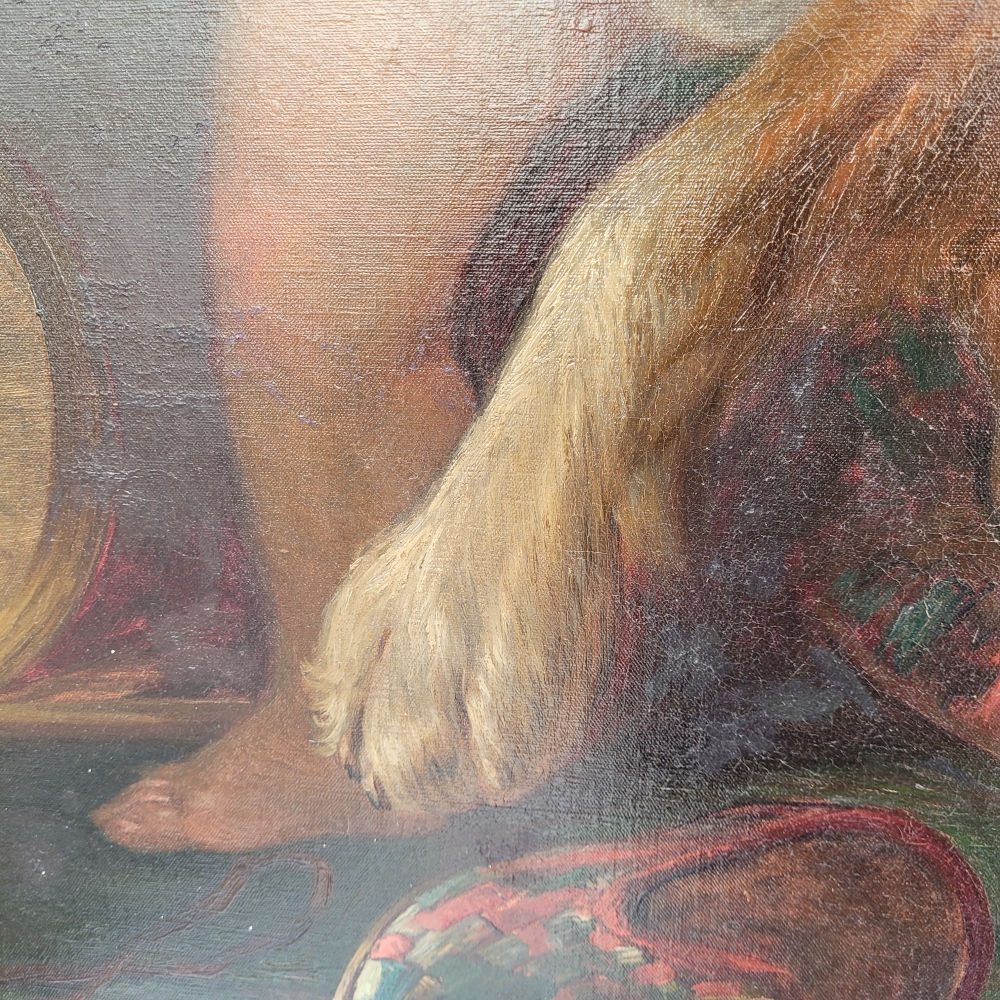 Retrato infantil “Niño con perro”, escuela francesa, siglo XIX