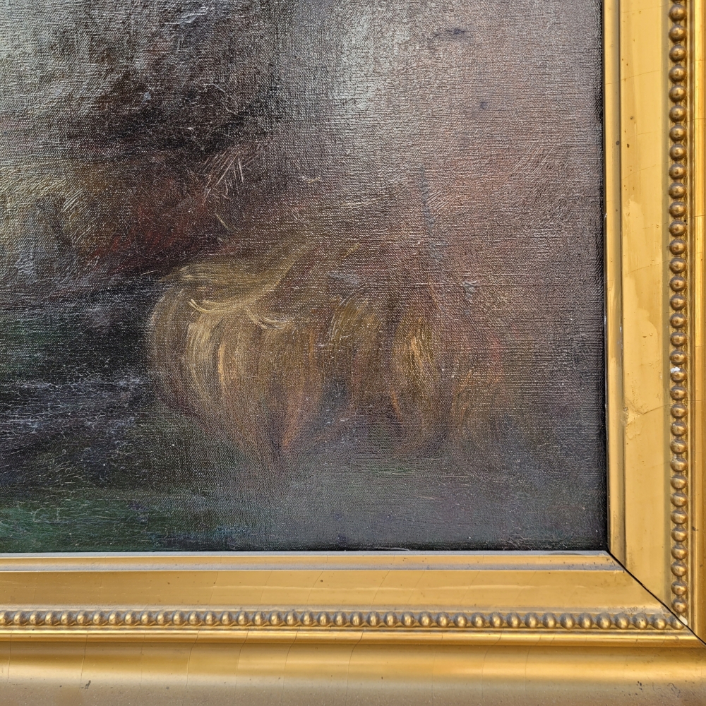 Retrato infantil “Niño con perro”, escuela francesa, siglo XIX