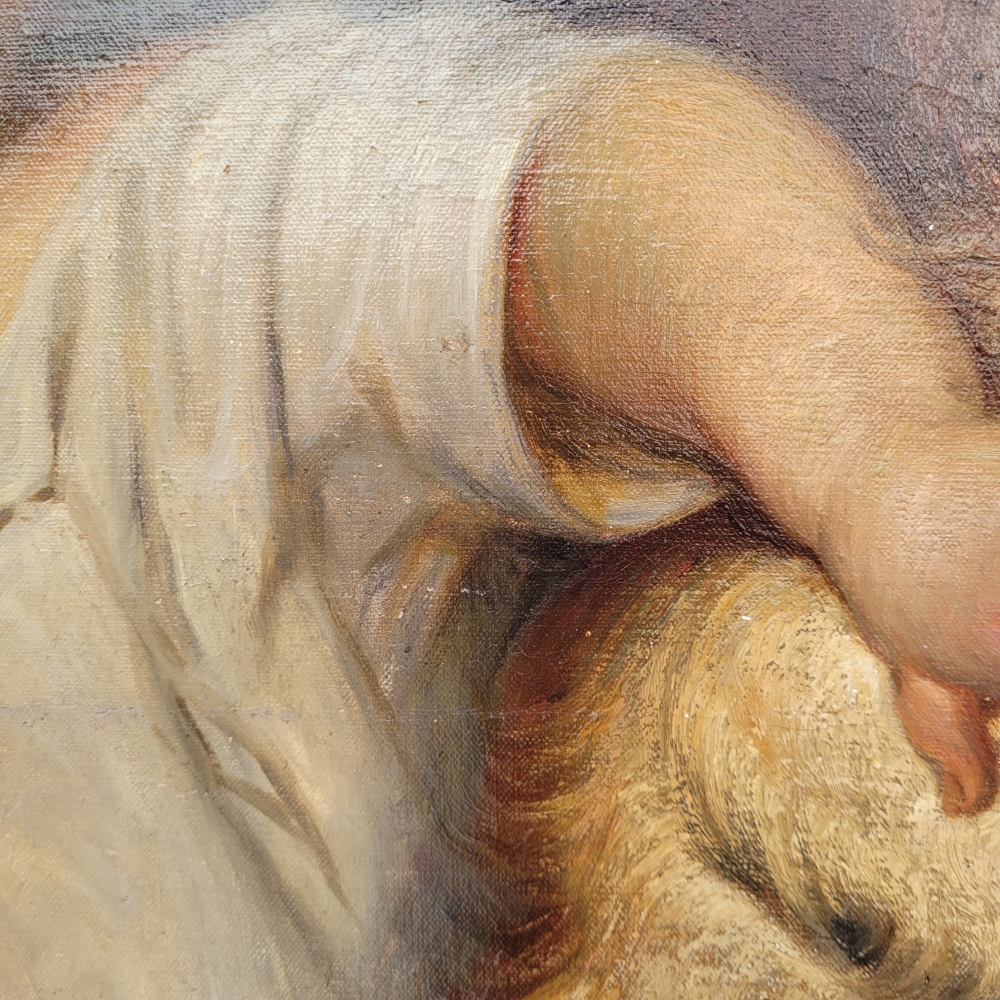 Retrato infantil “Niño con perro”, escuela francesa, siglo XIX