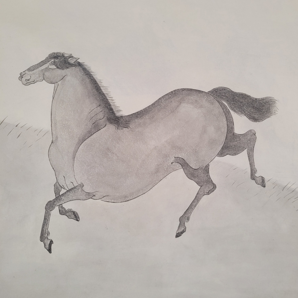 Biombo Byôbu “Caballos salvajes”, Escuela Kano, periodo Edo, Japón, siglo XIX