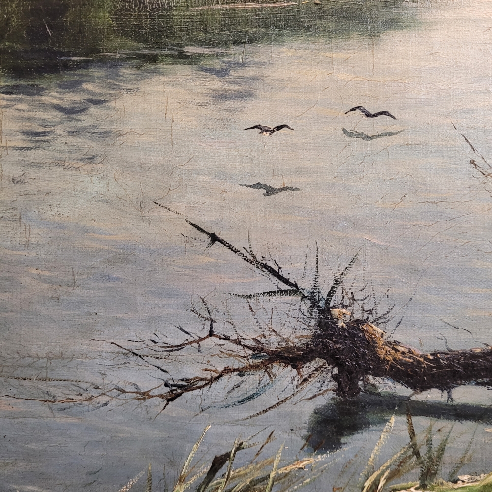 Antonio Cánovas del Castillo y Vallejo, “Paisaje fluvial”, firmado Vascano, España, principios del siglo XX